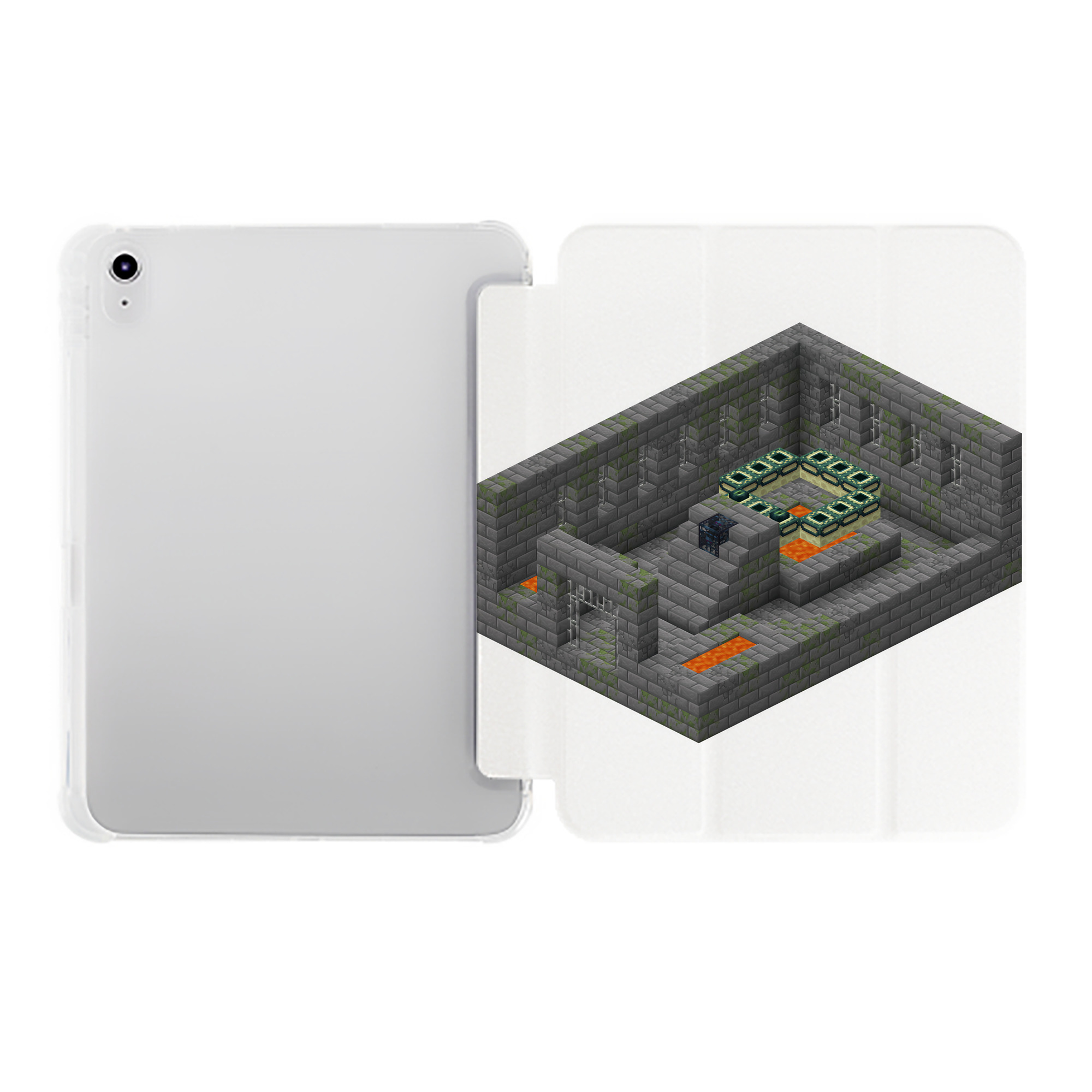 （画像用） マインクラフト ブロックの世界 Minecraft MC Block world IPad ケース ペン収納付き 三つ折りスタンド PUレザー×シリコン 対応機種9.5/10.5/10.9インチ